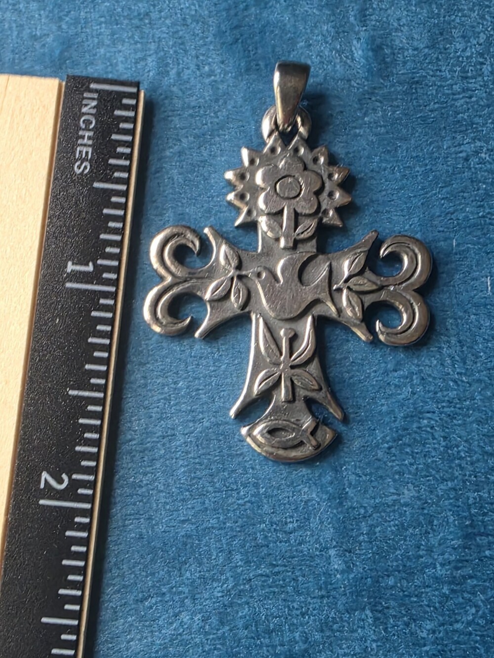 Vintage James Avery Sterling Silver La Primavera Cross Pendant Retired 925 1.5
